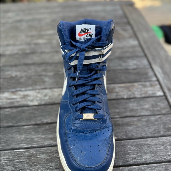 Nike Air Force 1 Navy and White High-Top Sneakers - Picture 4 of 5